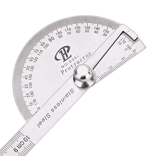 Image of Degree /Angle Finder Arm Rule Professional Metal 8 inch inch Ruler (200mm) 0-180 Degrees Measurement with Adjustable Screw Degree Protractor