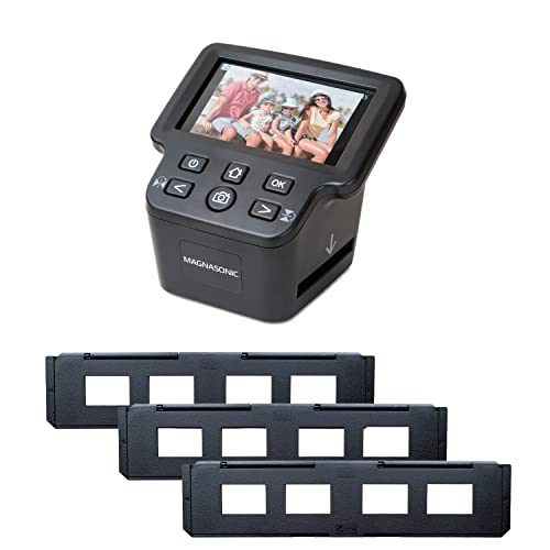 Magnasonic All-in-One 22MP Film Scanner with Large 5" Display & HDMI, Long Tray 35mm Slide Film Holders, Converts 35mm/126/110/Super 8 Film & 135/126/110 Slides into Digital Photos, Built-in Memory