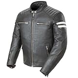 Joe Rocket 1326-1002 Classic '92 Men's Leather Motorcycle Jacket (Black/White, Small)