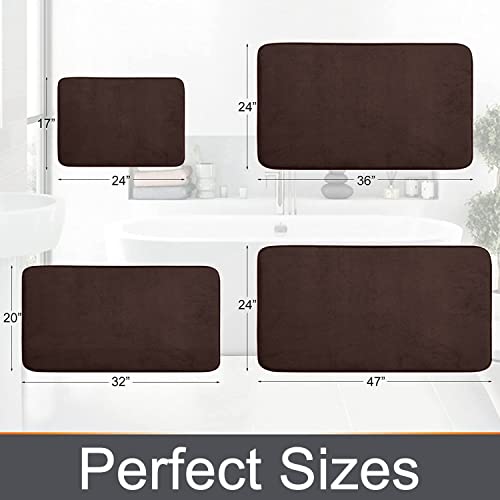 Smiry Memory Foam Bath Mat, Super Soft Absorbent Bathroom Rugs Non Slip Bath Rug Runner For Shower Bathroom Floors, 24" X 16", Brown #TOP7