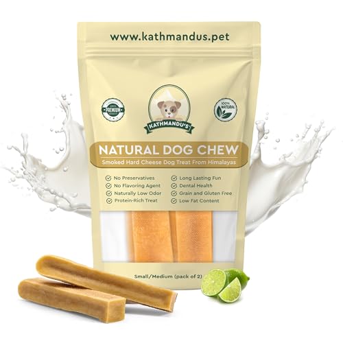 KATHMANDU'S Authentic Yak Cheese Himalayan Dog Chews - All Natural and Protein-Rich Nutrition Dog Treats, Long Lasting Chews for Aggressive Chewers, Odor Free Yak Chew | Small/Medium (Pack of 2)