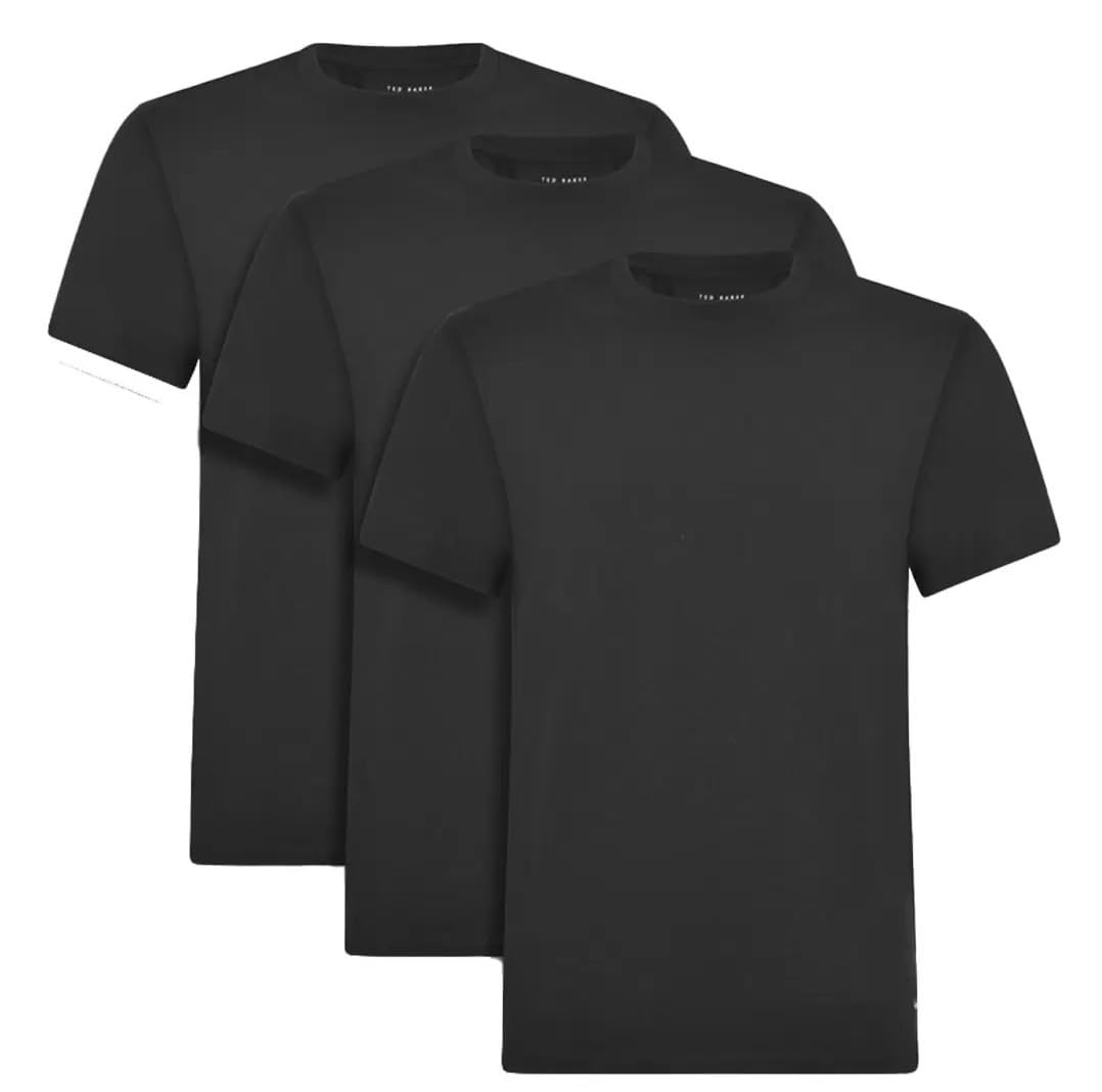 Ted Baker Mens 3-Pack Breathable Cotton Stretch Crew Neck T-Shirt, Size S Black