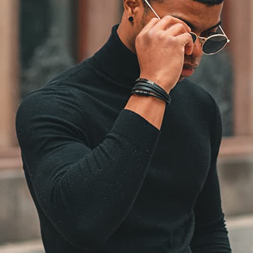 Image of SERASAR Premium Leather Bracelet Men | Stainless Steel Magnetic Clasp | Three Colors | Jewelry Box Included