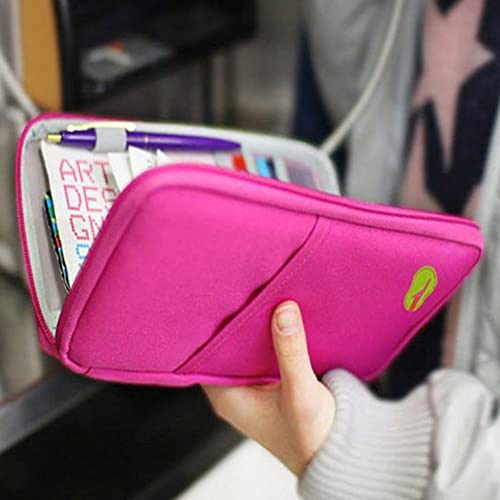 vanki Multi-Functional Fashion Ticket Passport Credit Card ID Document Organizer Holder Bag Purse Travel Pouch Case Cover (Rose Red)2