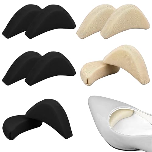 Image of Shoe Filler Inserts 5 Pairs Toe Cushion Fillers Loose Shoes Foam Toe Filler to Make Big Shoes Fit Half-Size Insoles Adjust Shoe for High Heels Dress Shoes Boots (Black and Beige)