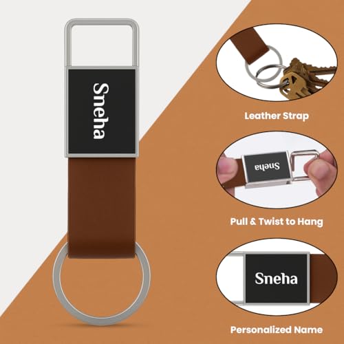 Image of Giftana 3 in 1 Personalized Diary with Pen and Keychain Gift Set for Men & Women, Leather Hardcover Diary, Customized Notebooks Diaries for Office, Employee Welcome Kit, Corporate Gifts for Employees (Brown)