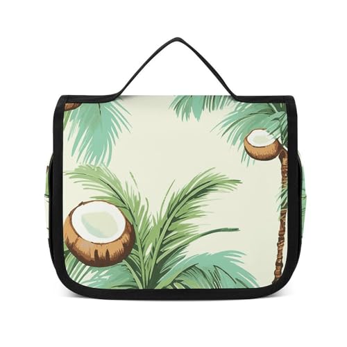 Trousse de toilette suspendue blanche à motif cocotier étanche 22,6 cm