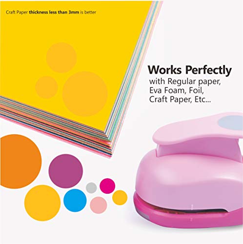 Bearboss 5 Pcs Craft Hole Punch, Handmade Scrapbook Paper Puncher, Different Size Of Scrapbooking Punches Crafting Designs For Office Supplies, Card Making, Diy Albums Photos, Pink Color (Circle) #TOP5