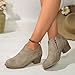 Ankle Booties for Women Casual Dress Chunky Low Heeled Boots Pointed Toe Slip On Western Boots Short Booties Fashion Comfortable Outdoor Walking Shoes Khaki