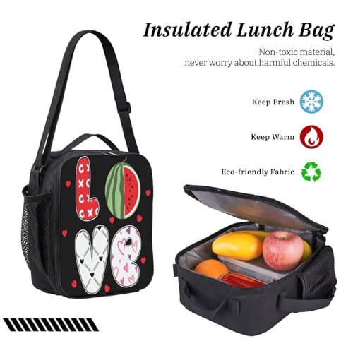 Love Watermelon 17 Inch Backpack Sets Lunch Bag Lightweight Daypack for Men Women 3Pcs4