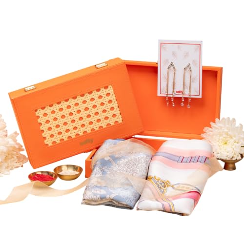 Image of SALTY Raksha Bandhan Jewelry Gift Box for Sister, Brother, Bhaiya & Bhabhi | Stylish Rakhi Gift Hamper | Festive Gift for Siblings | Elegant Luxury Gift Box
