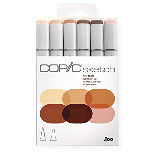 Copic Sketch, Alcohol Markers, 6pc Set, Skin Tone Edition (Discontinued in 2020)