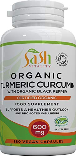 Organic Turmeric Curcumin 1800mg High Strength Serving with Organic Black Pepper | 120 Vegan Capsules | High Potency Antioxidant & Absorption | Certified Organic Supplement, Non-GMO & Gluten Free