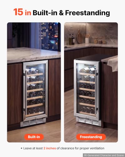 Image of VEVOR 15 inch Wine Fridge 30-Bottle Wine Cooler Refrigerator for Home Bar