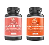Health Logics Black Seed Oil Softgels Ultra Immune Boost- Featuring Cold Pressed Nigella Sativa, Vit