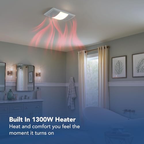 Image of Broan-NuTone Bathroom Exhaust Fan with Heater Quiet 1.5 Sones, 80 CFM and 3-Level CCT Lighting, Powerful Ventilation and Warm Comfort for Any Bathroom