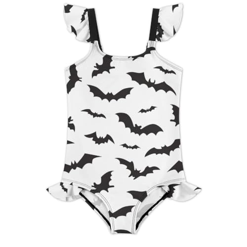 Girls One Piece Swimsuit Cute Alpacas Hearts Stars Ruffles Swimwear Bathing Suits 3-12 Years