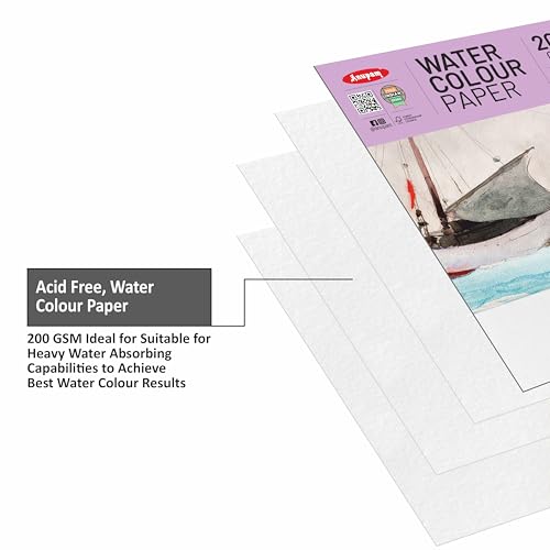 Image of Anupam Professional Watercolour Paper | A3 (42X30CM) 200 GSM Cold Pressed Paper |Acid-Free 5 Sheet| Ideal for Artist, Professional Drawing, Painting Dry & Wet, Fine Art, School, Students