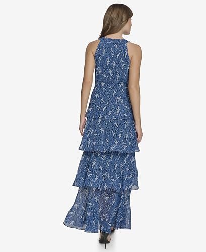 Image of Tommy Hilfiger Women's Sleeveless Halter Neck Tiered Skirt Maxi Dress