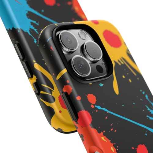 Coque iPhone 16 Pro rigide mate design éclaboussures de peinture colorées
