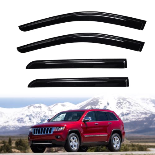 Image of Grand Cherokee Rain Guards - Window Visors for Jeep Grand Cherokee 2011-2021, Out-Channel Side Window Rain Guards for Grand Cherokee Accessories, 4PCS, Black, Car Accessories