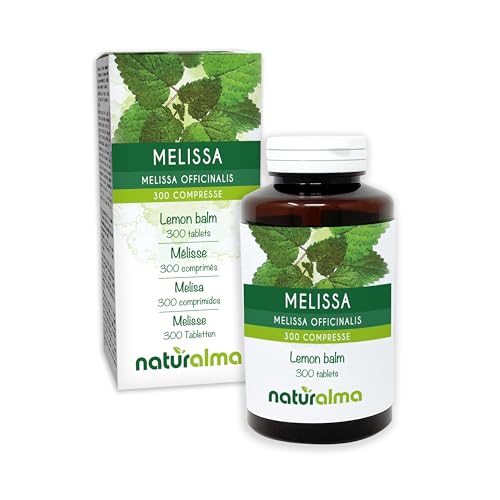 Melisse oder Zitronenmelisse (Melissa officinalis) Blätter Naturalma - 150 g - 300 Tabletten - Nahrungsergänzungsmittel - Natürlich und Vegan