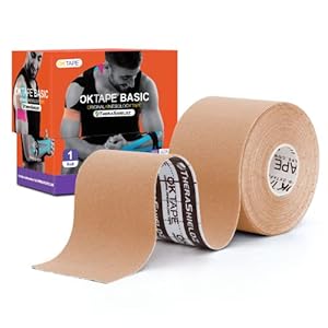 OK TAPE Kinesiology Tape, Basic Original Cotton Elastic Athletic Tape for Support and Recovery, Sports Tape Therapeutic Pain Relief, 2in×16.4ft Uncut Roll – Beige