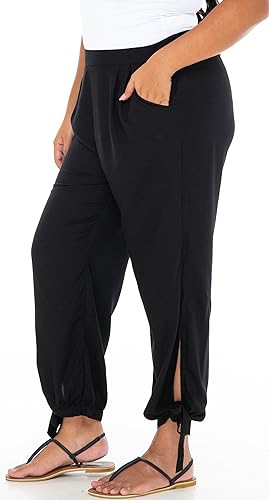 SHU-SHI Womens Harem Cropped Trouser Boho Summer Pants High Side Slits3