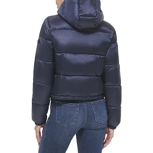 Calvin-Klein-Womens-Lightweight-Cropped-Hooded-Snap-Pockets-Puffer