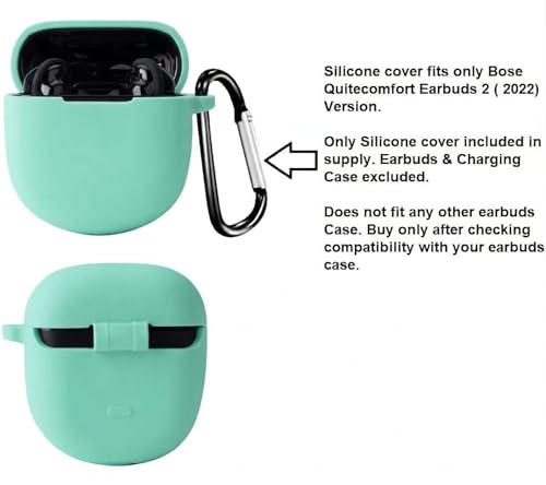 Image of Protective Silicone Cover Compatible with Bose QuietComfort Earbuds II 2022 / QuietComfort Ultra 2023 / QuietComfort Ultra 2nd Gen Charging Case (Earbuds & Charging Case not Included) - Mint Green