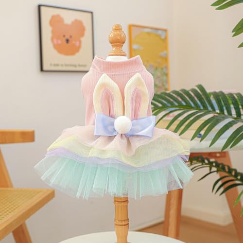 Bunny Ears Dog Tulle Skirt Pet with 3D Rabbit Ears Cute Bunny for Dogs Cats Party Holiday Outfit-6