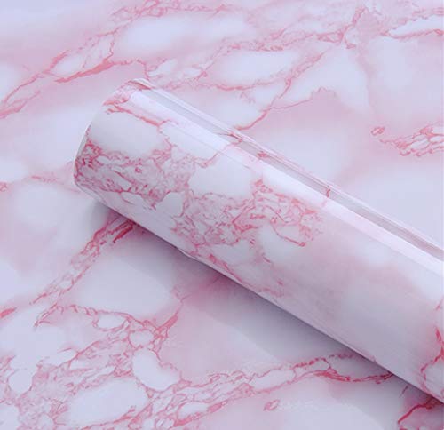 Pink Marble Contact Paper 11.8"x118"Wallpaper Stick and Peel Self Adhesive Removable Waterproof Wall