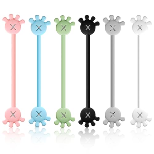 EIHI 6 Pezzi Fascette Magnetiche Clip Cavi in ​​Silicone, Magnetic cable clips, Organizer cavi, Scatola porta cavi, Organizzatore cavi, Scatola cavi organizer