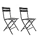 Rebecca Mobili Set 2 Sedie Pieghevoli, Sedie Da Esterno Richiudibili, Plastica Acciaio, Grigio Nero, Giardino Balcone Bar - Misure HxLxP: 78 x 37 x 45 cm - Art. RE6705