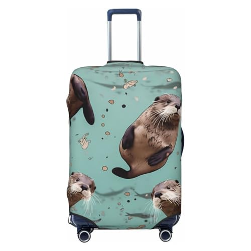 Travel Luggage Cover Protector Otters Suitcase Cover Washable Elastic Suitcase Protector Anti-Scratch Suitcase Cover Fits 18-32 Inch Luggage