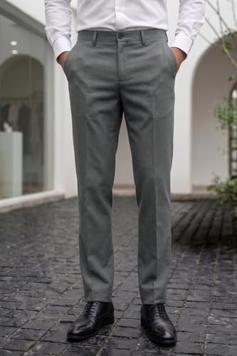 Image of Louis Philippe Men's Regular Fit Everyday Smart Wear Comfort Stretch Work Ready Solid Formal Trouser