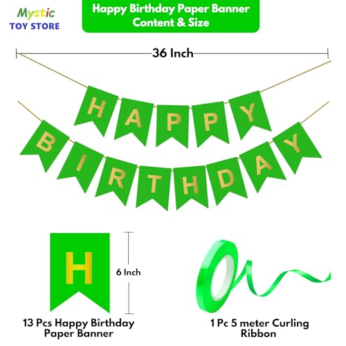 Image of 5th Happy Birthday Decoration Kit Green for 5 year Old Boys Girls Baby with Number Five Party Decorations Decor Celebration Items Item Set Combo Reusable Paper Banner