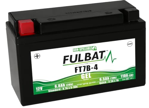 Batería de gel Fulbat FT7B-4 12V 6.8Ah para motos y escúteres urbanos con alta potencia de arranque