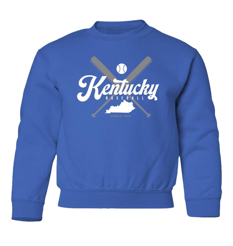 Kentucky Baseball Since 1896 State Map Baseball Fans Youth Crewneck Sweatshirt