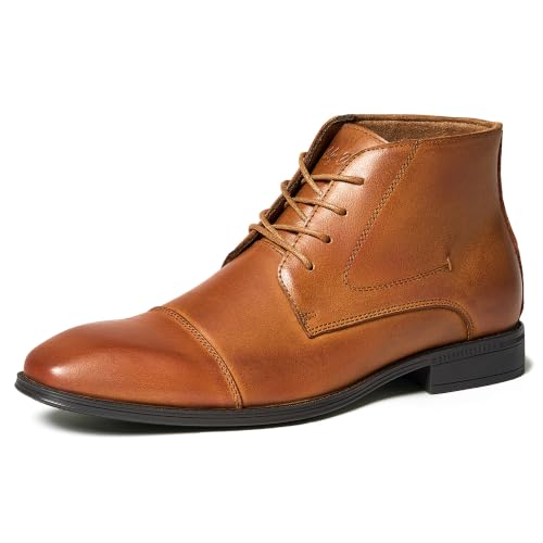 Image of Holy dove Mens Dress Boots Leather Oxford Chukka Boots | Hi-Poly insole,non-slip rubber outsole, business formal, ankle-high chukka Oxford style