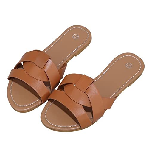 Chinelos femininos de verão com alça plana cor sólida aberta praia casual quarto chinelos femininos