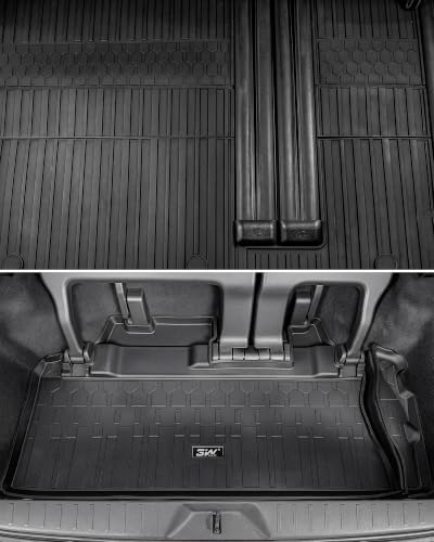 Image of 3W Floor Mats & Trunk Mat& Backrest Mats for Toyota Sienna 2021-2026 (Only for 7 Seat), TPE All Weather Custom Fit Floor Liner for Sienna 1st, 2nd and 3rd Row and Cargo Mat, Black