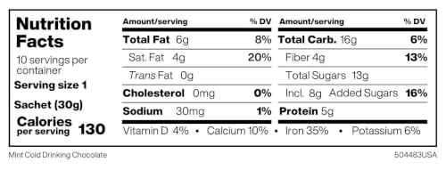Image of Hotel Chocolat Iced Chocolate Mix - Mint Drinking Chocolate with More Cacao, Less Sugar, 10 Servings, Gourmet Cocoa