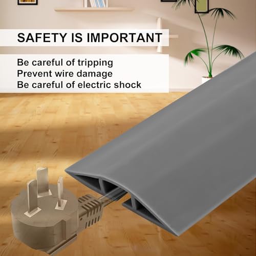 Image of 6.5Ft Floor Cord Cover Gray Silicone Cable Protector Easy to Install Wire Organizer and Hider for Home, Office, Garage (Gray-2m)