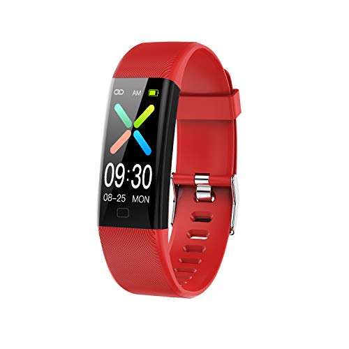 KuSONG Actividad Reloj Inteligente Deportivo con Pulsómetro Smartwatch Cronómetros Calorías Monitor de Sueñ Podómetro Pulsera Impermeable Hombre Mujer para Android iOS (rojo) Cover