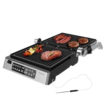 SALENTE FlamePro Kontaktgrill mit externem Temperaturfühler, 8 Programme, antihaftbeschichtete Grillplatte, 2200 W, Abnehmbare Platten, Elektrogrill für fettfreies Grillen – Bild 6