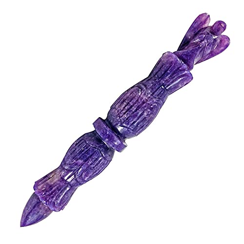 Photo 1 of Arham Crystal Lepidolite Metaphysical Carving Healing Wand 6" | Handmade Carving Gemstone Stick | Dynamic Energy Chakra Balancing & Aura Cleansing Healing Stick | Meditation Massage Pagan Lepidolite Angel