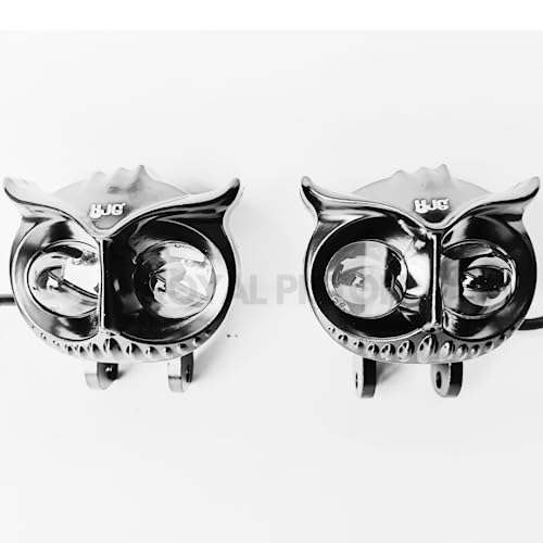 Image of Hjg Owl Fog Lights: 2-In-1 Spot & Flood + Laser Fog | Yellow & White Auxiliary | Bike /Car /Thar /Jeep | Pack Of 2 - Led