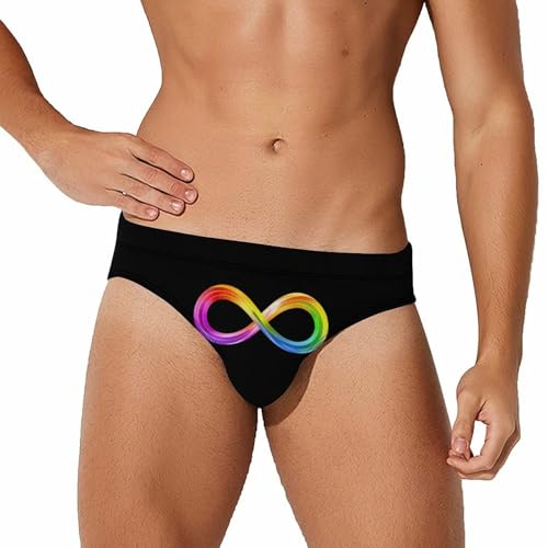 Autism Awareness Rainbow Infinity Symbol Novelty Men's Swimming Brief Swimwear Pants Trunks Beach Shorts Underwear