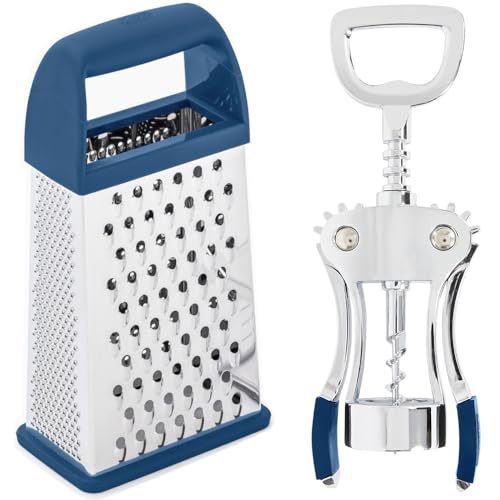 Rallador de caja 4 caras con abrebotellas azul 2 piezas miniatura 1